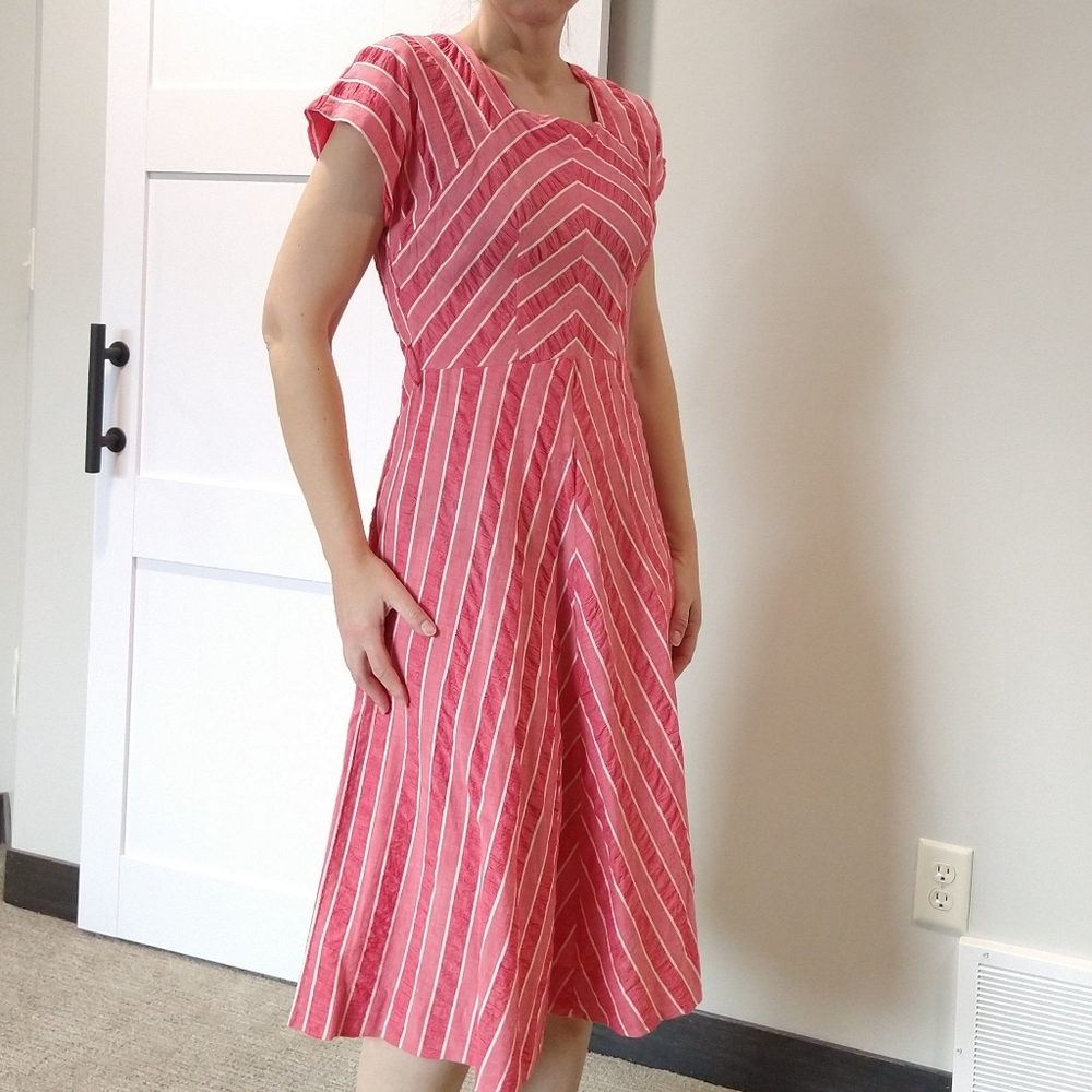1940's 1950's Mode O Day Striped Seersucker Dress - image 2
